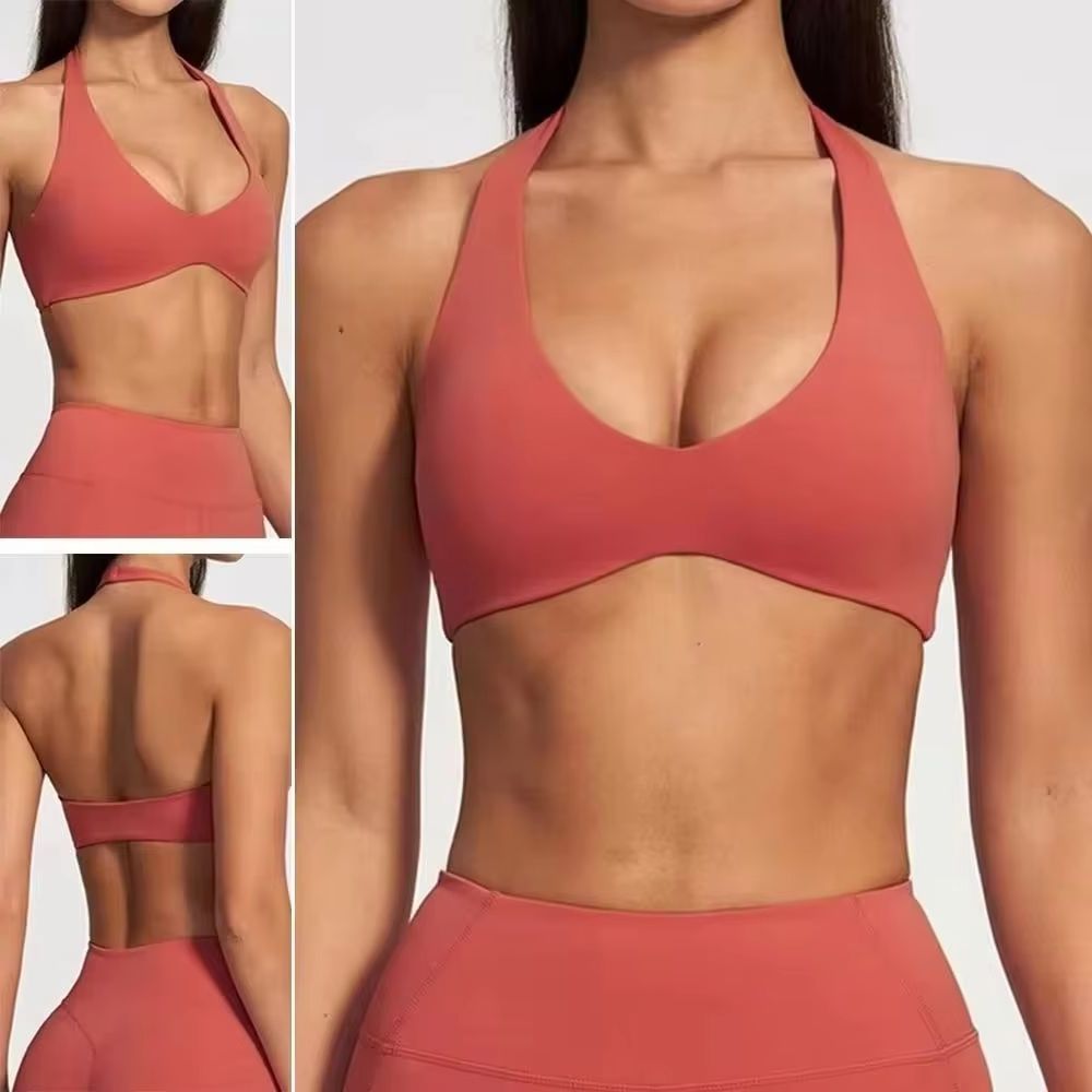Sports Equipment Logos - Soutien-gorge de sport pour femme, col
