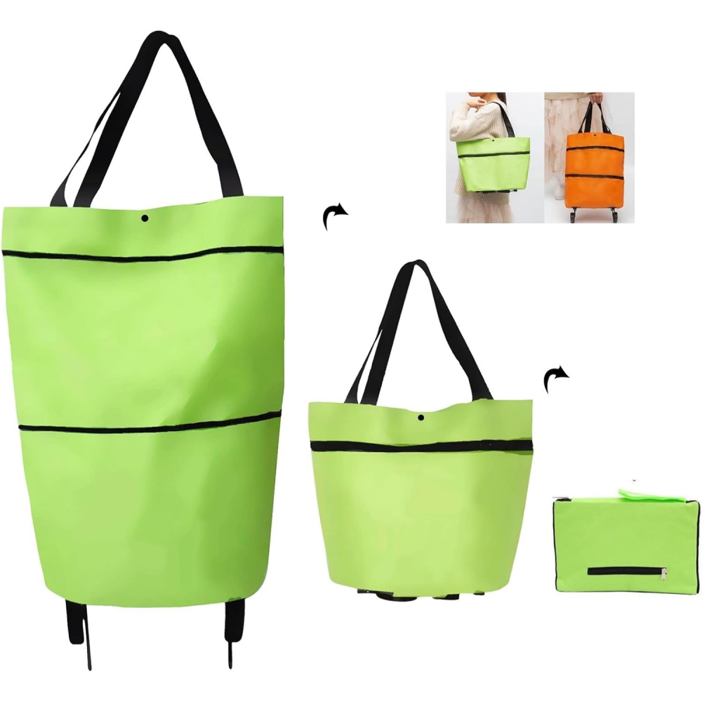 Sports Equipment Cart On Wheels - Chariot de courses pliable 2-en-1, sac